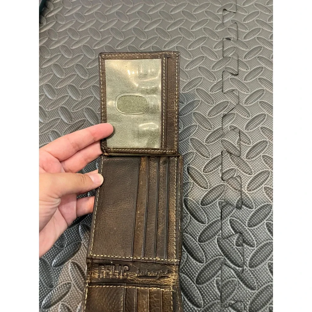 Relic Bifold Wallet Mens OS Brown Distressed Leather Skull Studs Biker Edgy